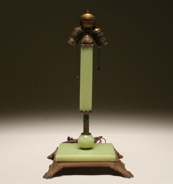 Nouveau table lamp; onyx stem and base