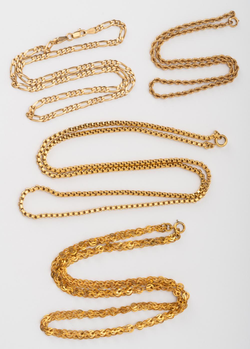 FOUR ASSORTED YELLOW GOLD CHAIN 327032