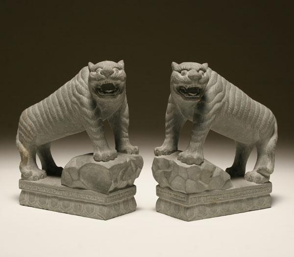 Pair of Indian hand carved stone