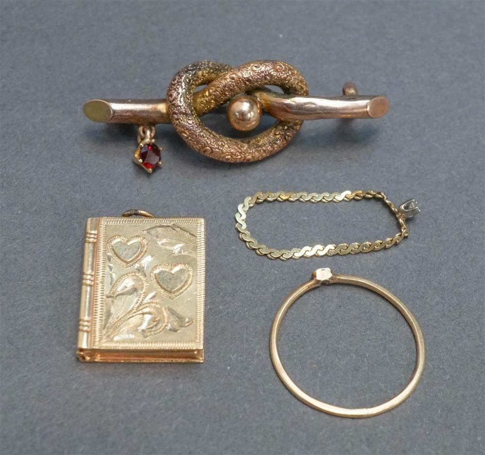 9-KARAT BRANCH-FORM BROOCH, 14-KARAT