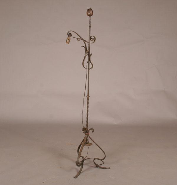 Wrought iron stylized bridge lamp