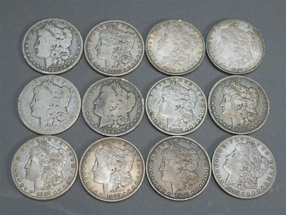 COLLECTION OF 12 MORGAN SILVER