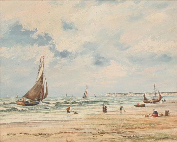 French beach scene, possibly Criel-sur-Mer,