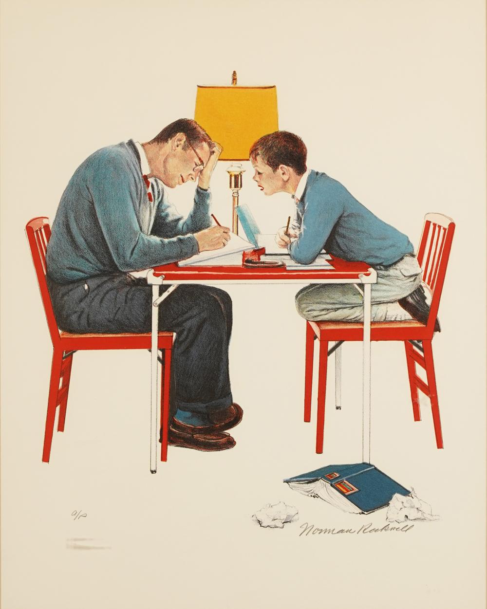 NORMAN ROCKWELL MAN BOY STUDYINGcolor 327123