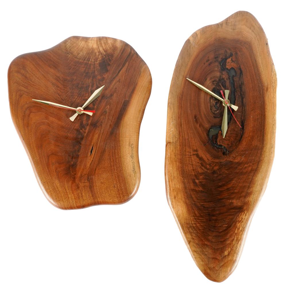 TWO AMERICAN KOA WOOD CLOCKSeach