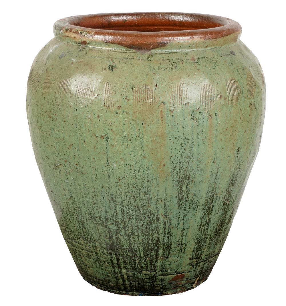 GREEN GLAZED EARTHENWARE PLANTERunmarked  327165