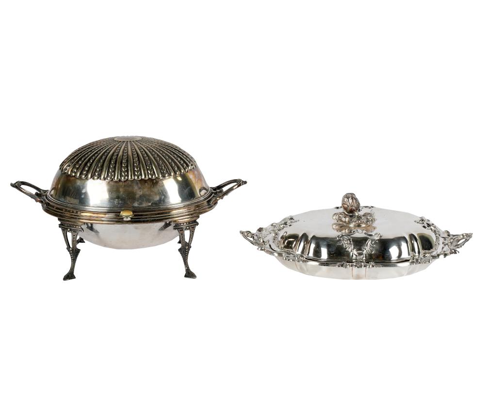 TWO SILVERPLATE COVERED ENTREE