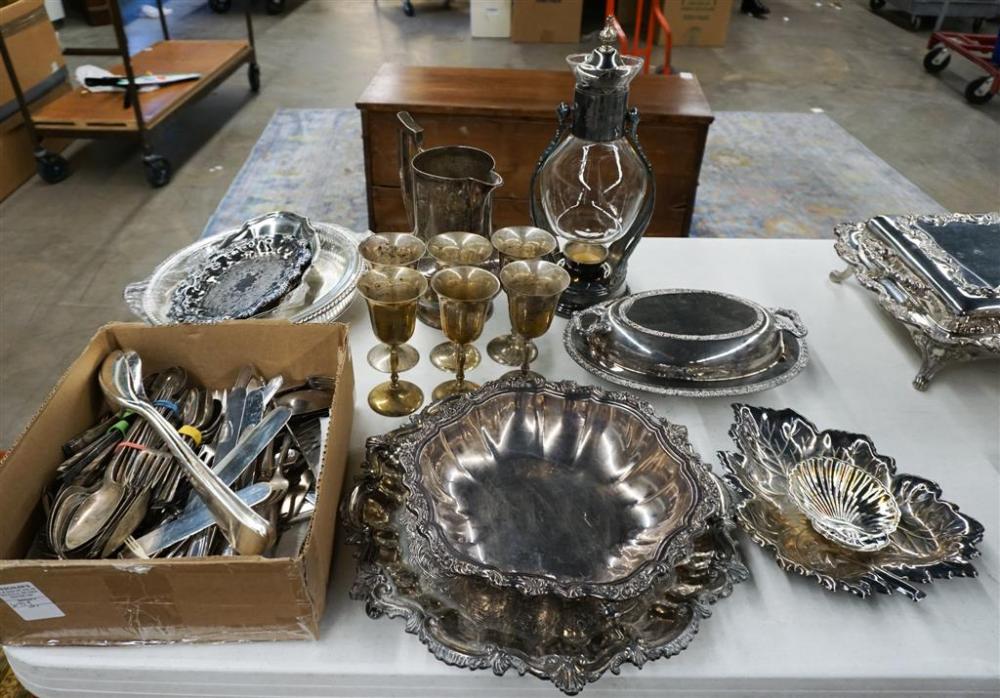 GROUP OF SILVER PLATE TABLE SERVING