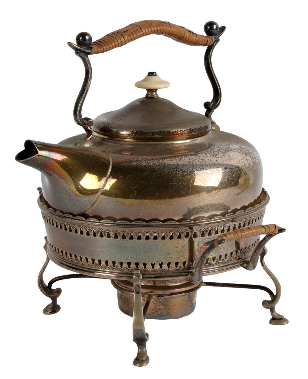 ENGLISH SILVER KETTLE WITH BURNERmarked