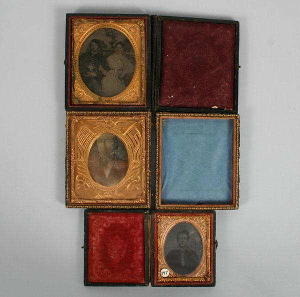 Early tintypes in leather cases  50b6b