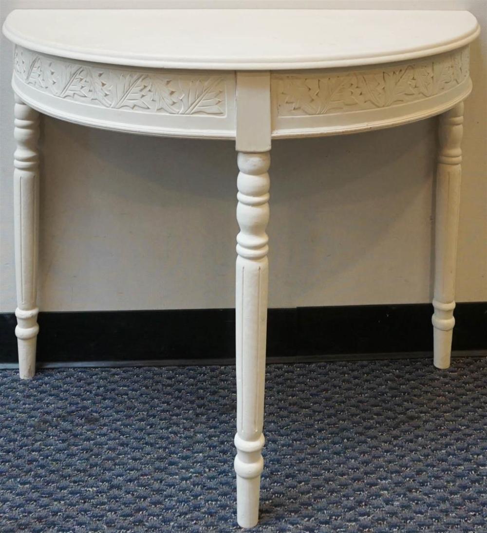 CREAM PAINTED WOOD DEMILUNE CONSOLE 32723f
