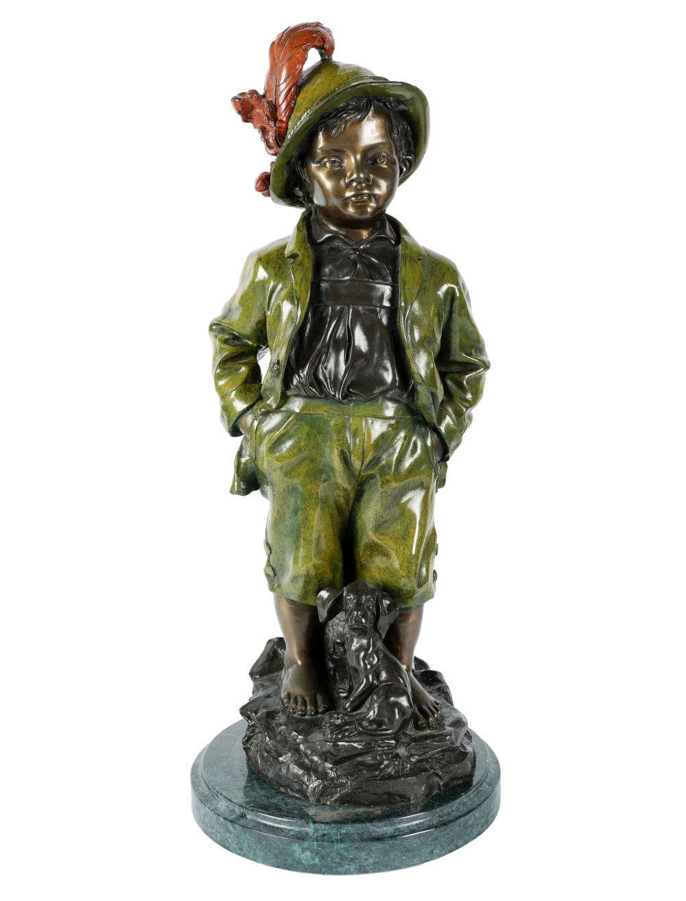 BRONZE FIGURE OF AN ALPINE BOYsigned