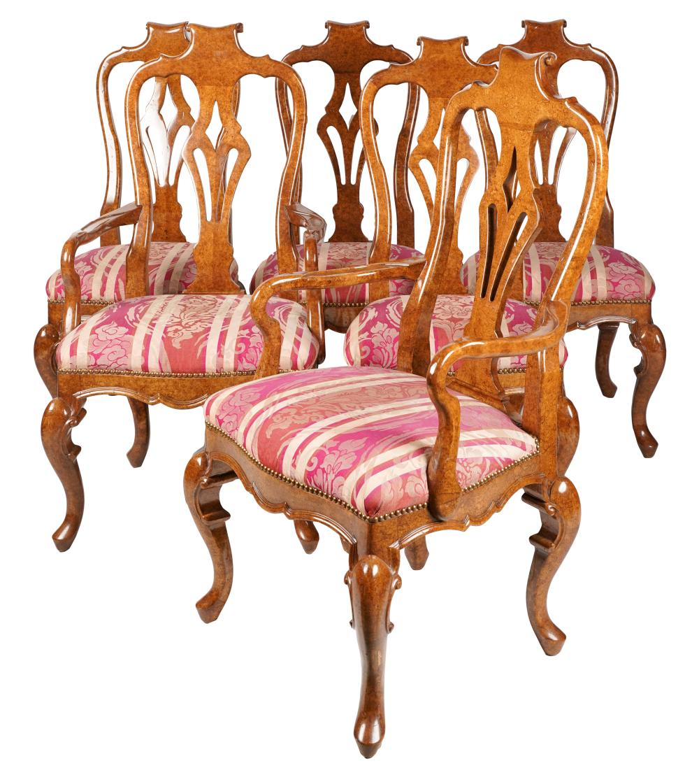 SET OF SIX QUEEN ANNE-STYLE DINING CHAIRSmodern;