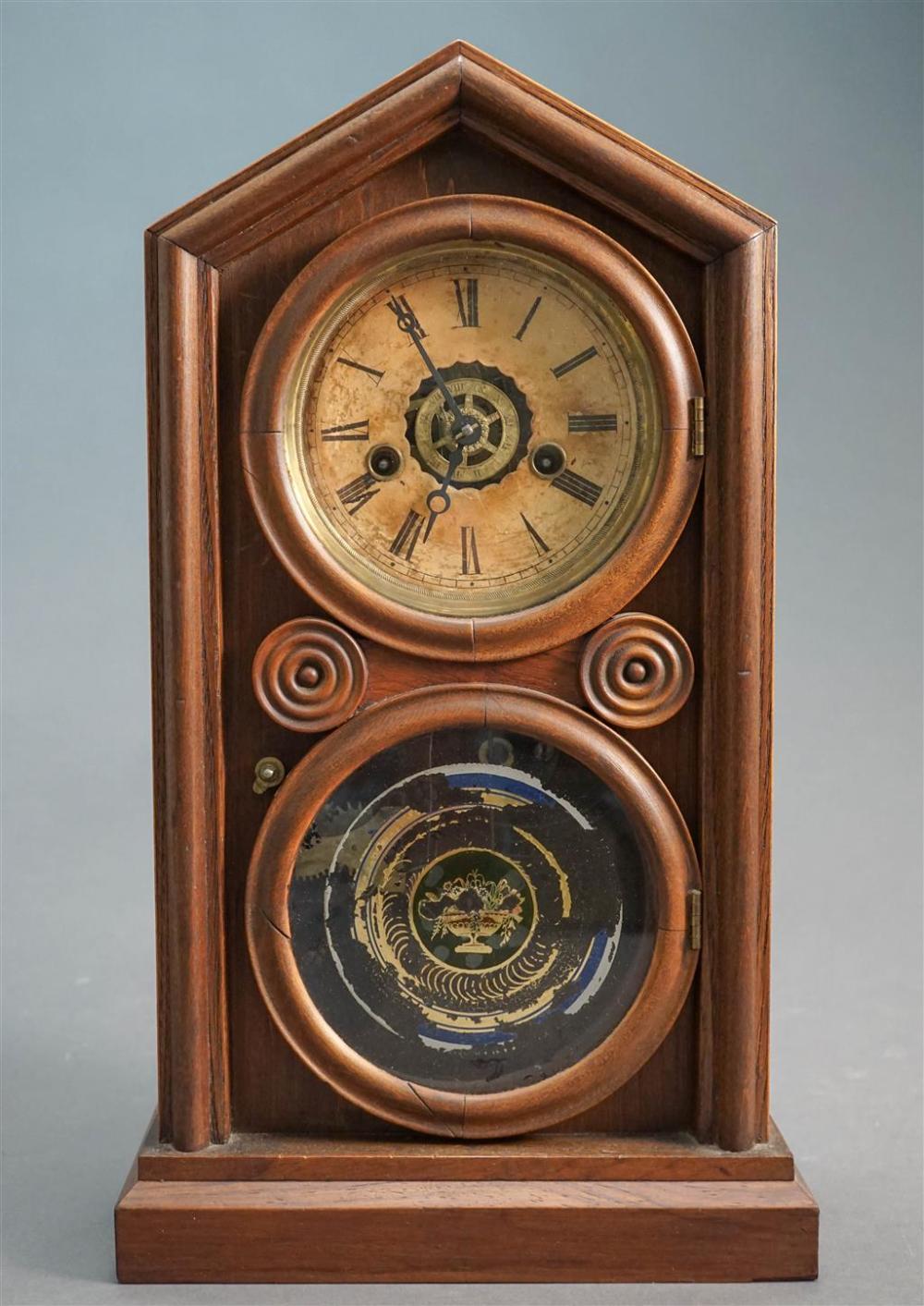 AMERICAN WALNUT SHELF CLOCK, 19TH