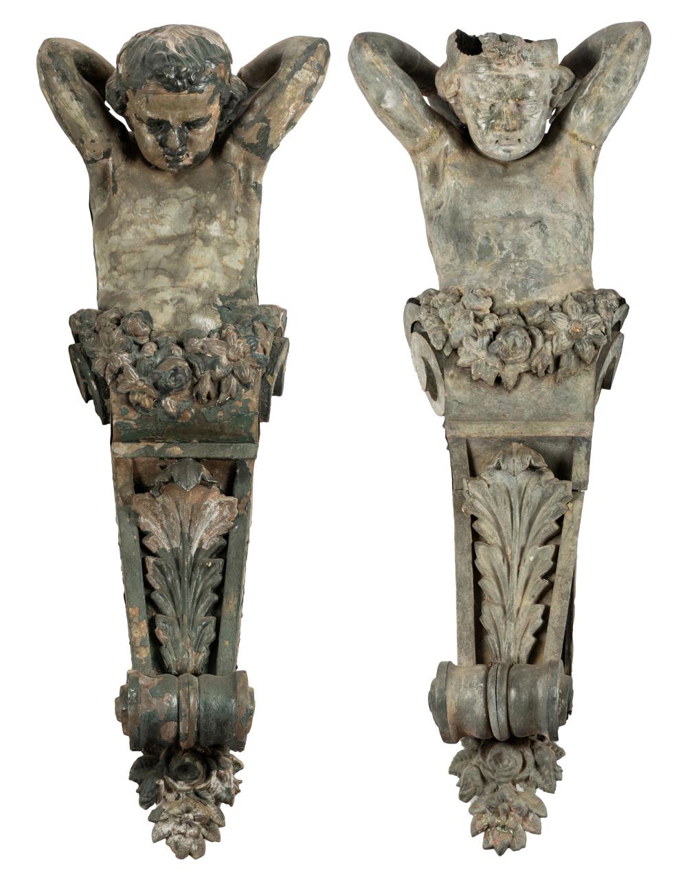 PAIR OF ZINC CARYATIDS19th century  3272e8