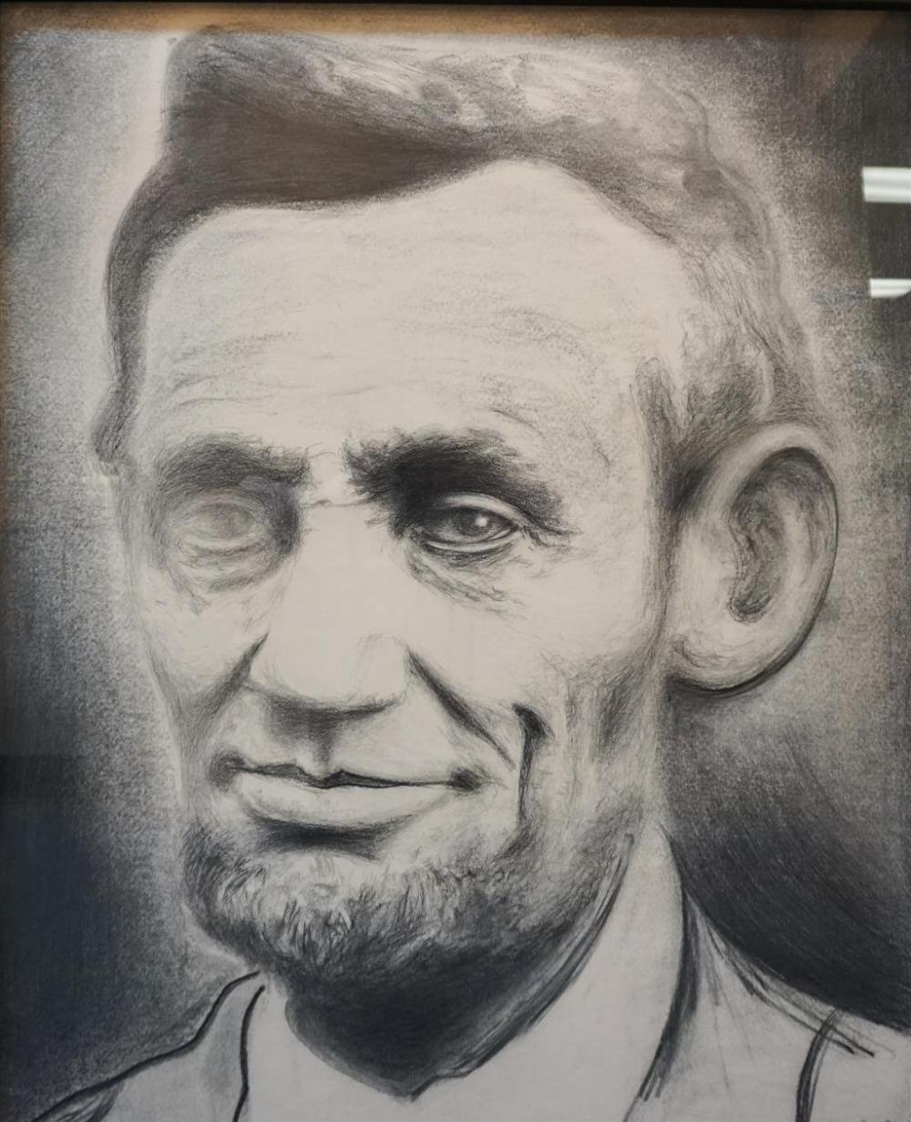 PORTRAIT OF ABRAHAM LINCOLN CHARCOAL 3272f2