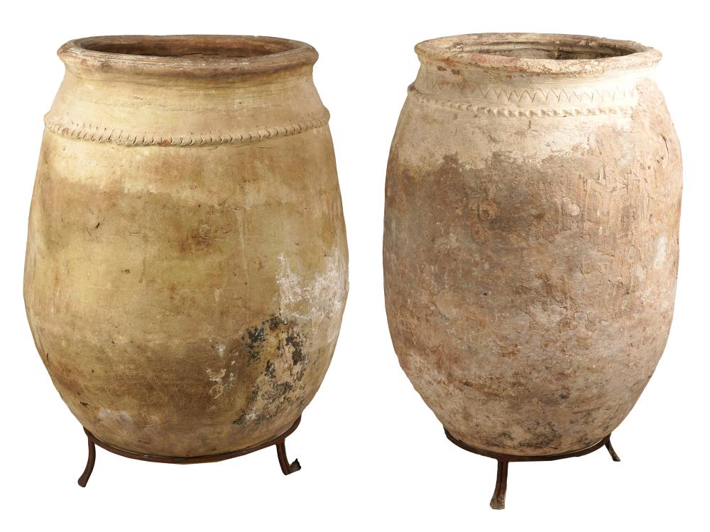 TWO TERRACOTTA CISTERNS ON STANDSeach