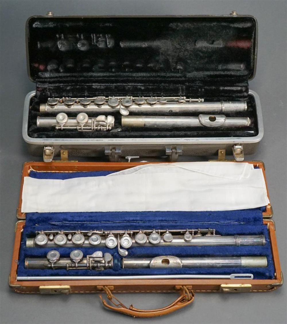 TWO CHROME PLATED FLUTES IN CASETwo