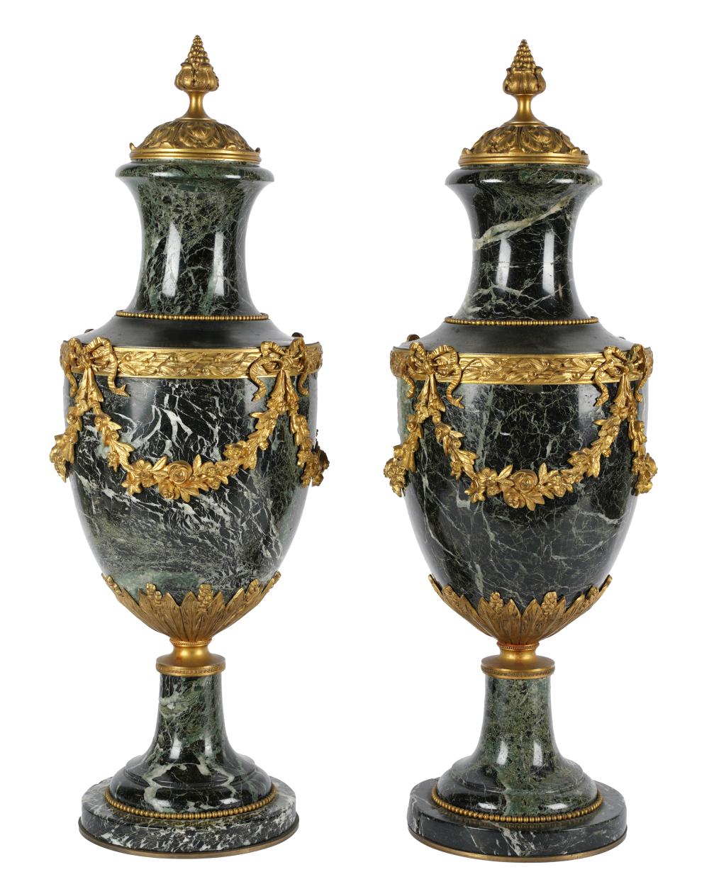 PAIR OF MARBLE & GILT METAL-MOUNTED