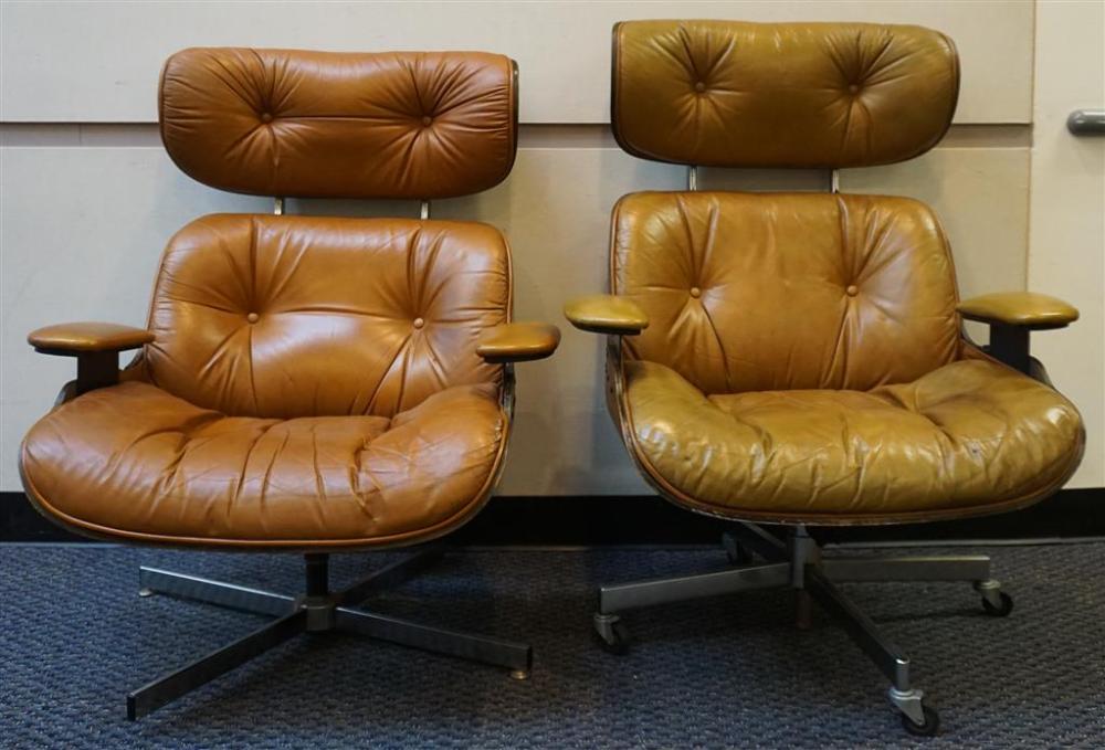 TWO MID-CENTURY MODERN LEATHER