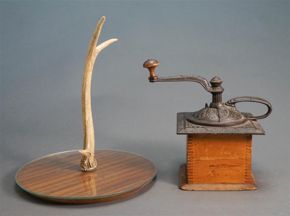 WOOD COFFEE GRINDER AND A STAG