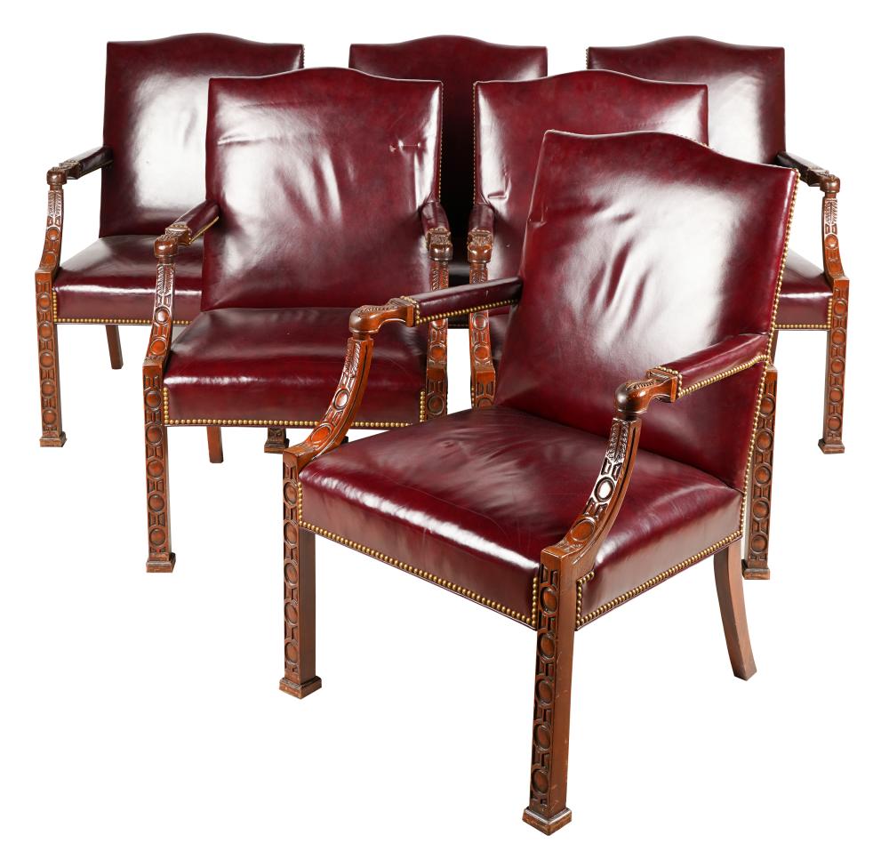 ELEVEN CHIPPENDALE STYLE BURGUNDY 32732e