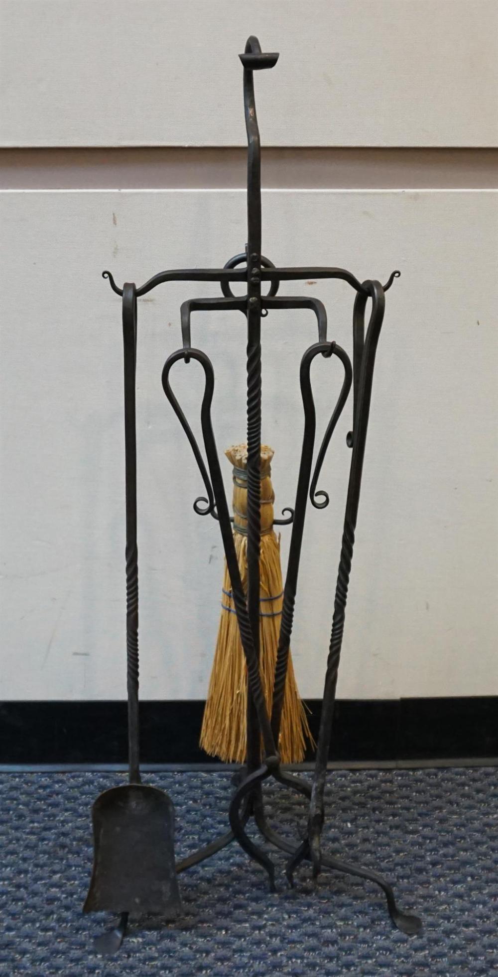 WROUGHT IRON FIRE TOOL STAND WITH