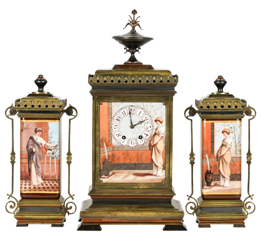 THREE PIECE CLOCK GARNITUREtransfer printed 327362