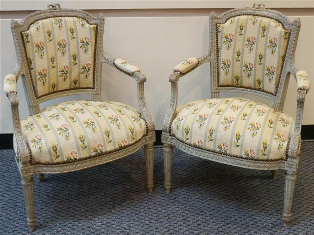 PAIR OF LOUIS XVI STYLE DISTRESSED