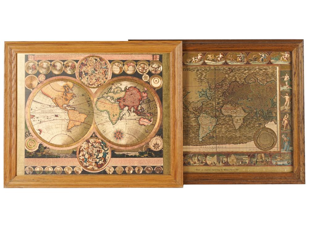 TWO FRAMED MAP REPLICASmodern  327373