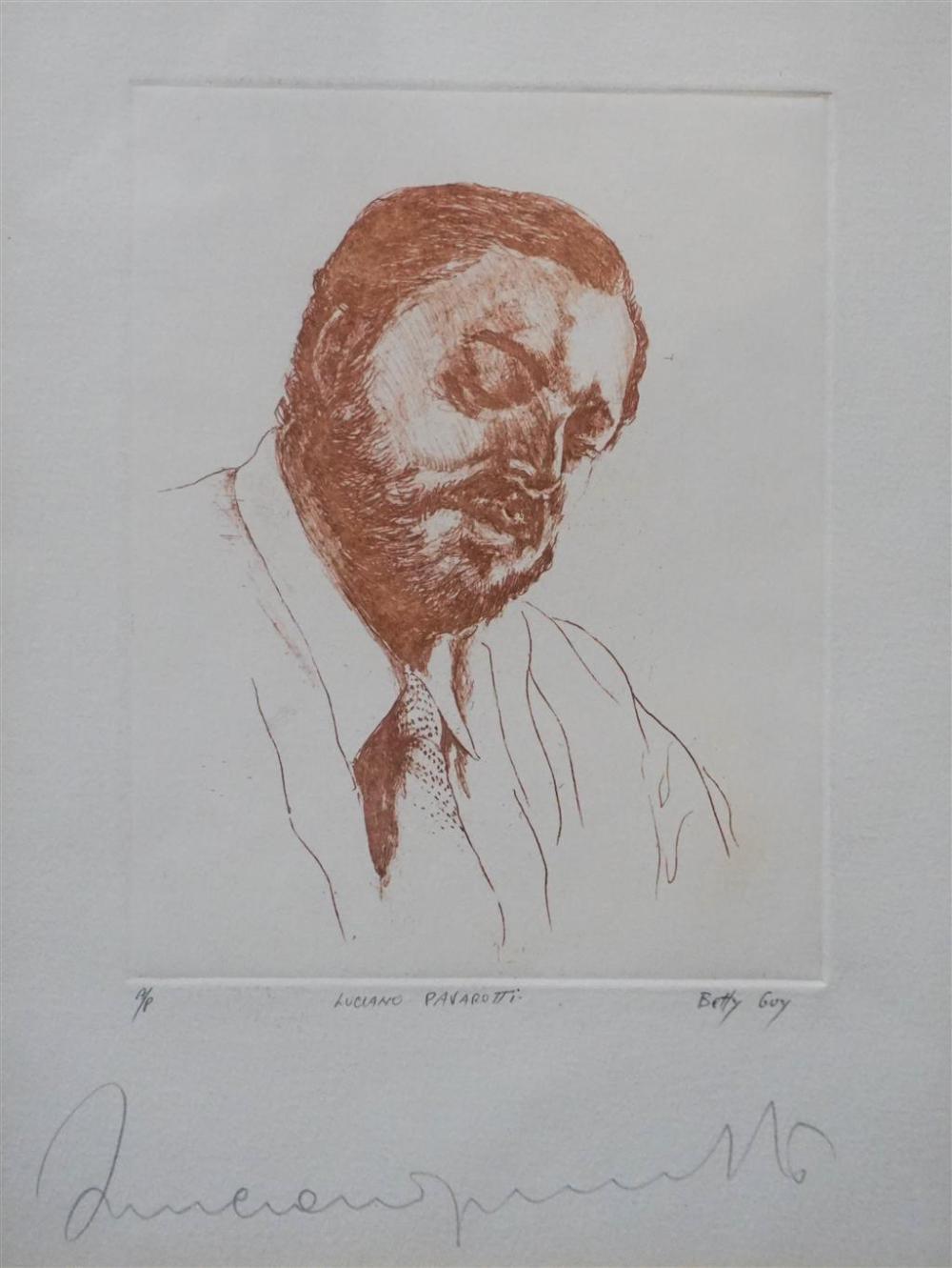 BETTY GUY, LUCIANO PAVAROTTI, ETCHING,