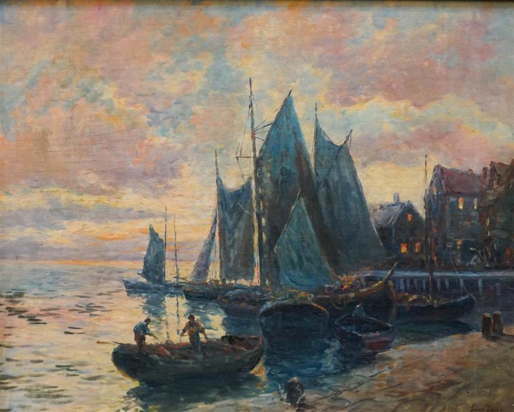 JAMES DRAKE HARBOR SCENE OIL 3273bb