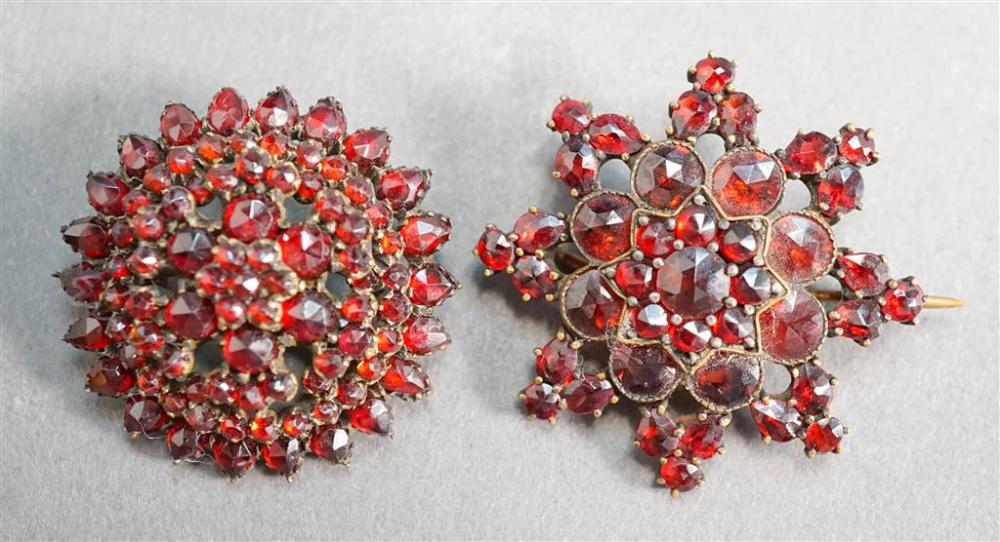 TWO VICTORIAN BASE METAL AND GARNET