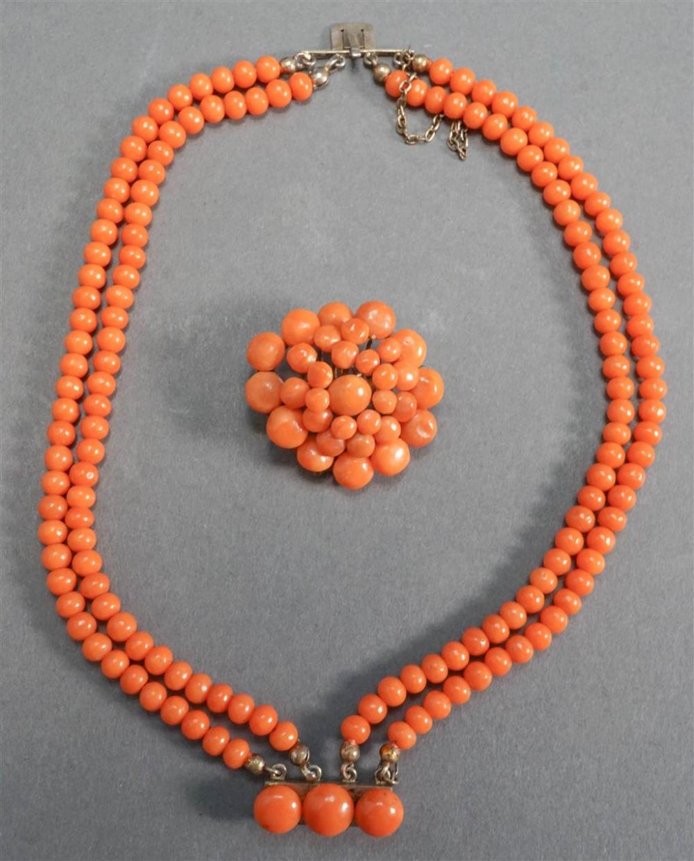 LATE 19TH CENTURY CORAL BEAD FOUR 3273f3