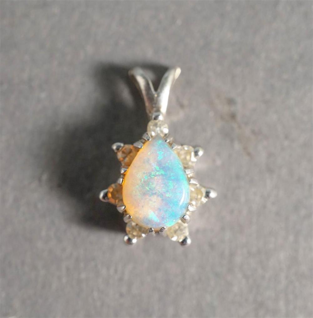 TESTED 14-KARAT WHITE-GOLD, OPAL