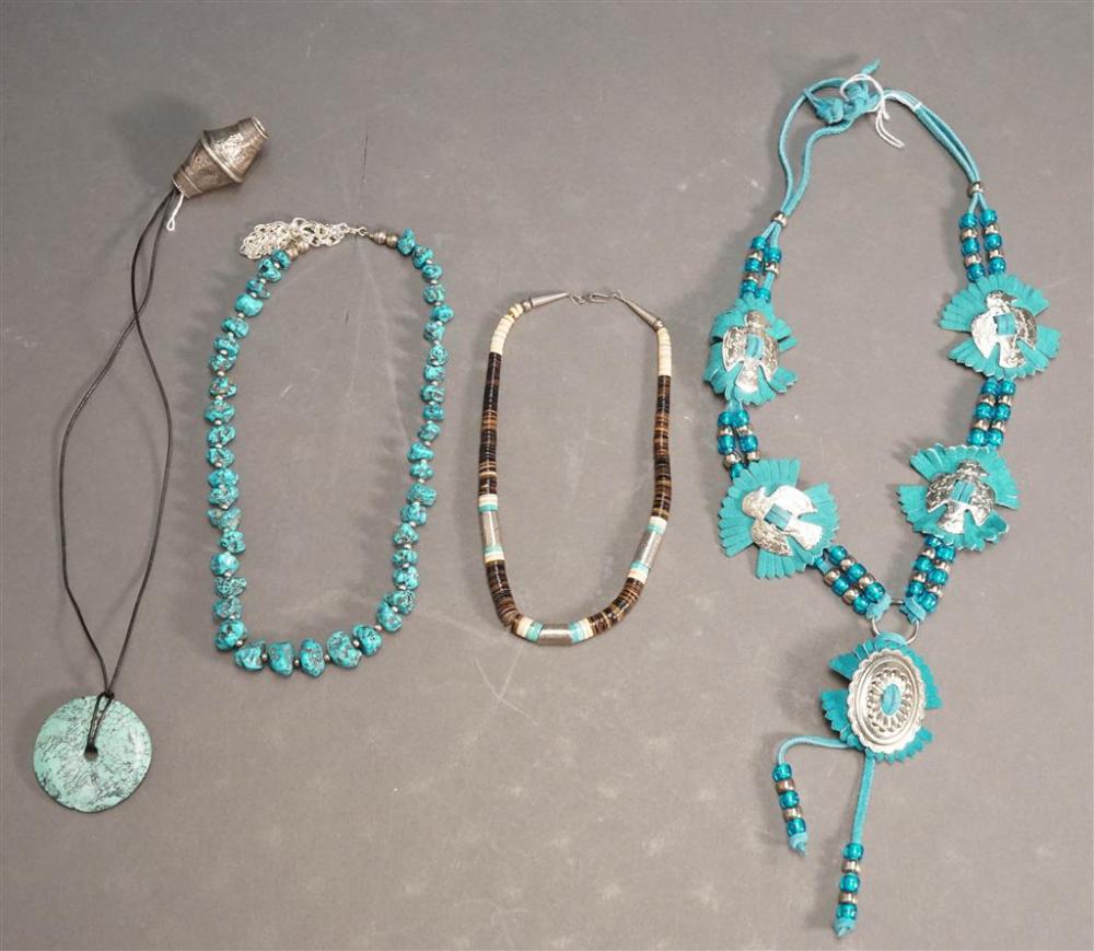 FOUR SOUTHWEST SILVER AND TURQUOISE