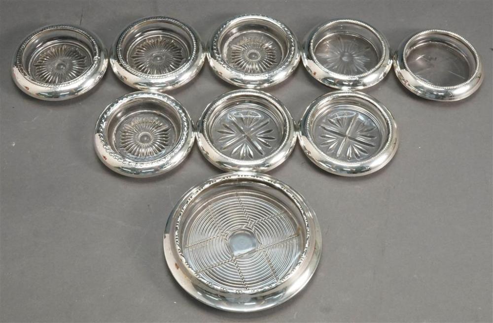 EIGHT STERLING SILVER MOUNTED GLASS 327449