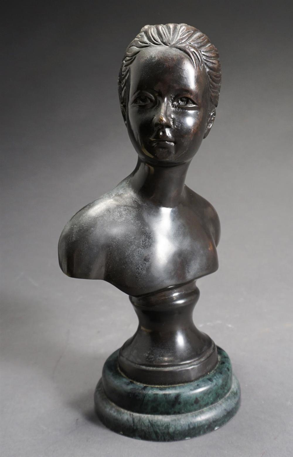 PATINATED METAL PORTRAIT BUST OF