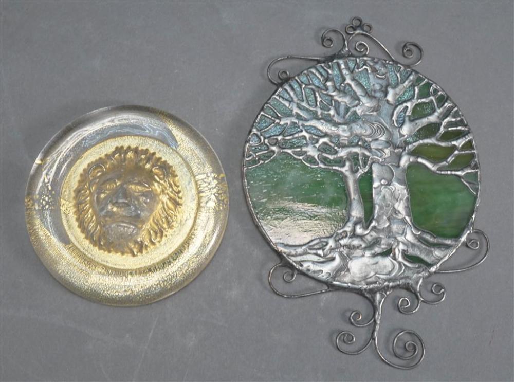 METAL MOUNTED SLAG GLASS 'TREE'