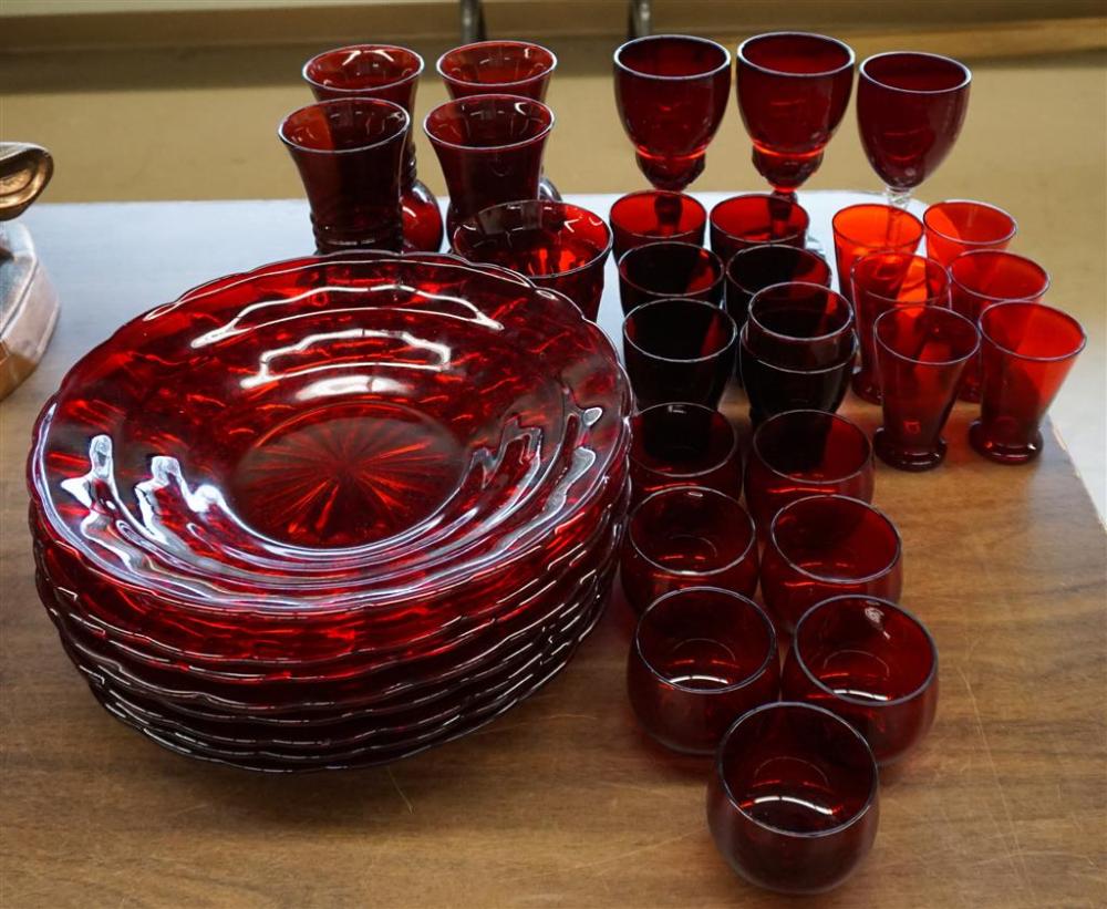 COLLECTION OF CRANBERRY GLASS TABLEWARESCollection