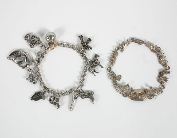 Two sterling bracelets: one with