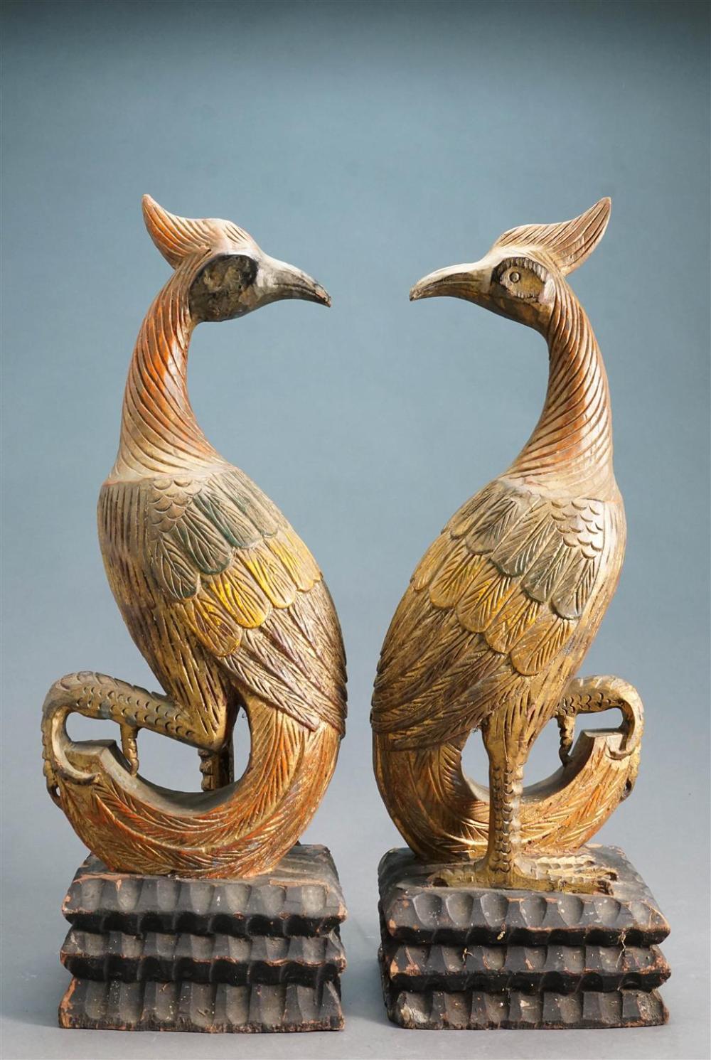 PAIR OF CHINESE CARVED AND DECORATED