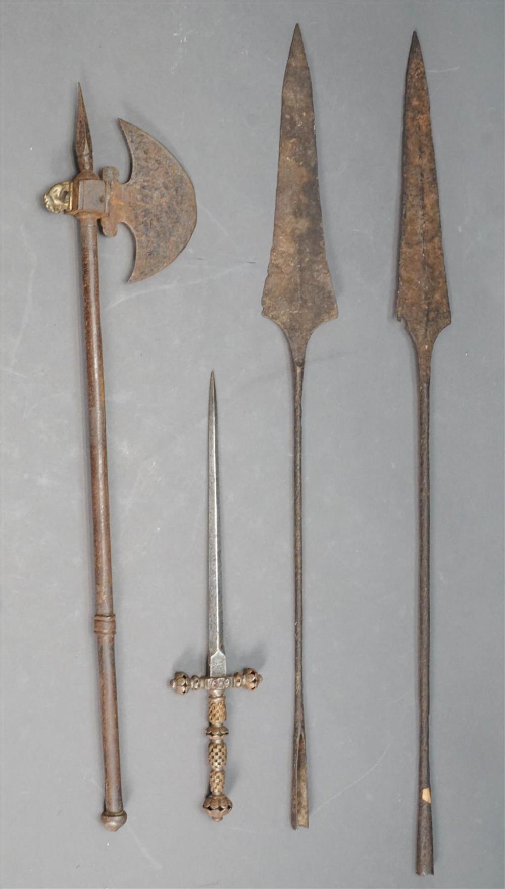 FOUR ANTIQUE-TYPE SWORDS AND SPEARSFour