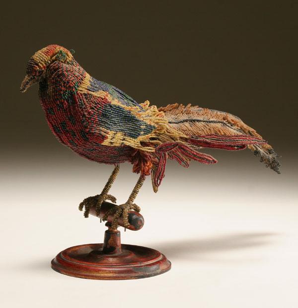 Beaded glass parrot form lamp,