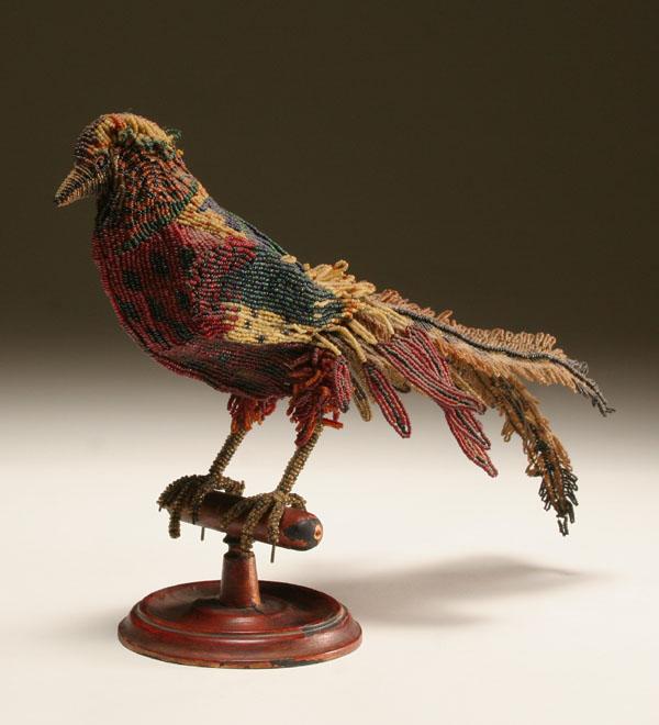 Beaded glass parrot form lamp,