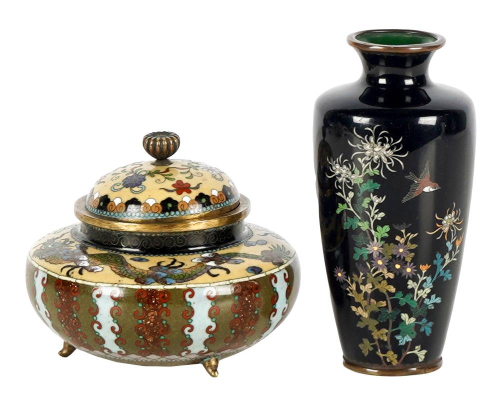 TWO ASIAN CLOISONNE ARTICLEScomprising 327546