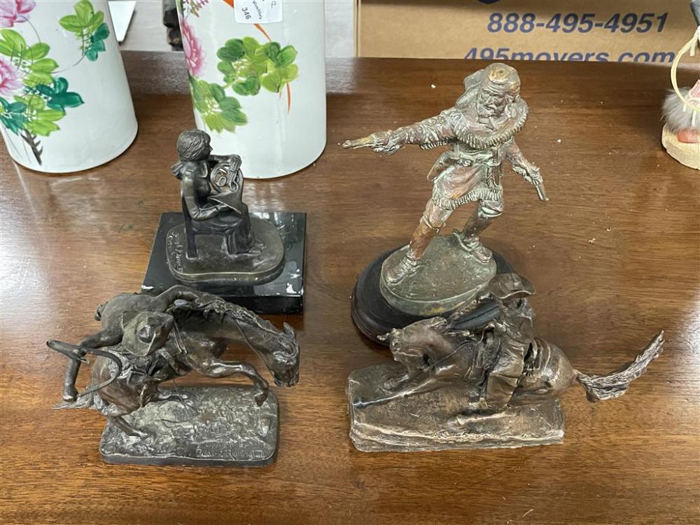 COLLECTION OF FOUR BRONZE FIGURES, H