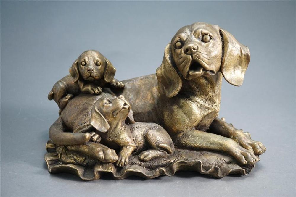 BRONZE FIGURAL GROUP OF A MOTHER
