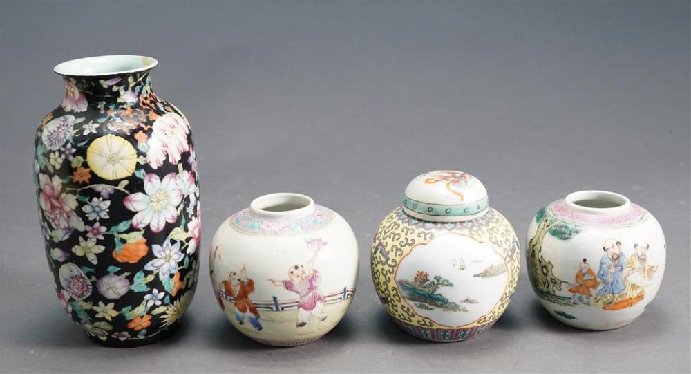 CHINESE PORCELAIN VASE AND THREE 3275a4