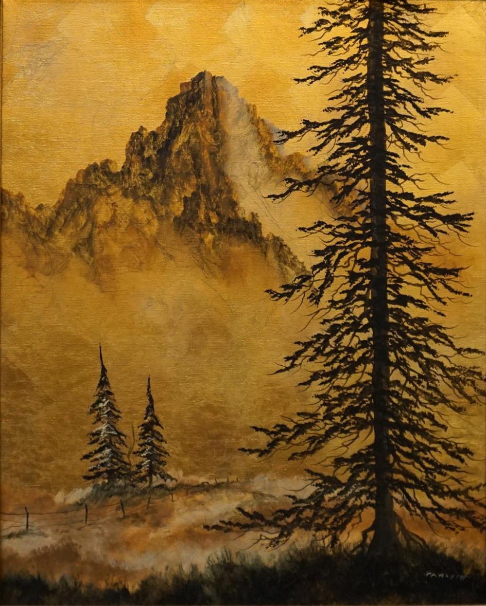 GOLDEN LANDSCAPE WITH TREES, OIL